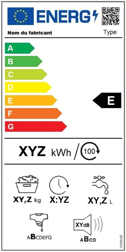 Visuel montrant une étiquette permettant d'évaluer les dépenses énergétiques d'un appareil avec un système de couleurs